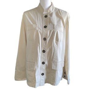 Chicos Tan Cotton Lightweight Button front Shirt Jacket | Chicos Jacket